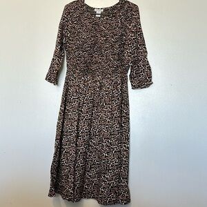 CW Classics Cheetah mid sleeve rayon pull over dress Medium